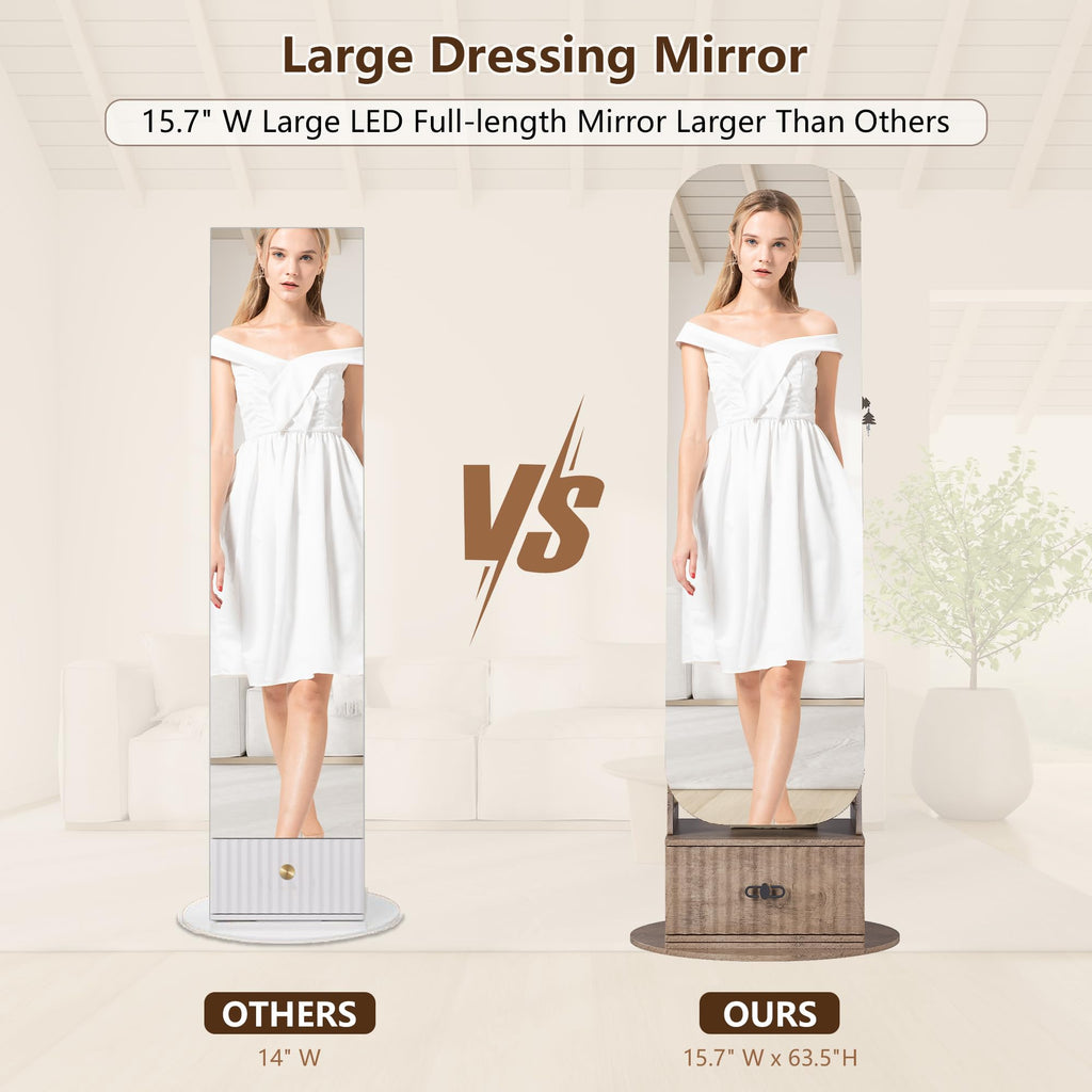 360 Swivel Jewelry Armoire Organizers with Full Length Mirror