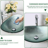 Sarlai Bathroom Vessel Sink Modern Artistic Tempered Glass Basin Countertop Bowl Sink for Lavatory Vanity Cabinet
