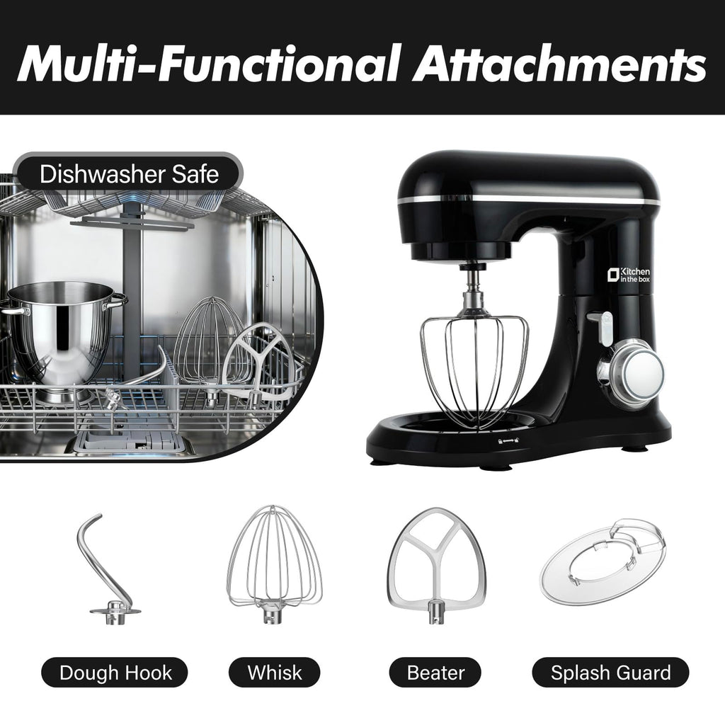 6.5 QT Stand Mixer, 10-Speed Electric Mixer (Black)