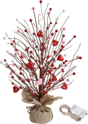 Valentines Day Heart Table Tree Decorative Red Love Berries