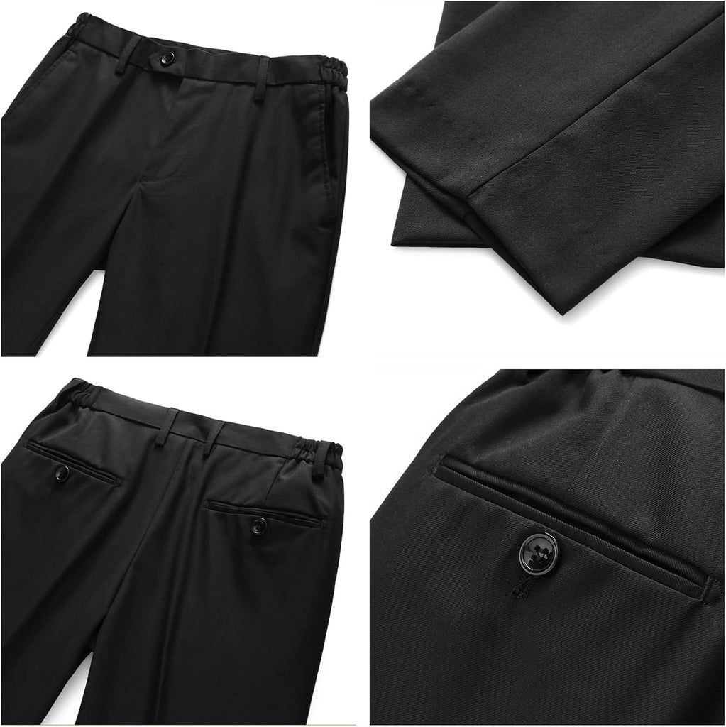 Boy Formal Tuxedo Suit Set Kid Dress Outfit 2 Piece Jacket Black Pants