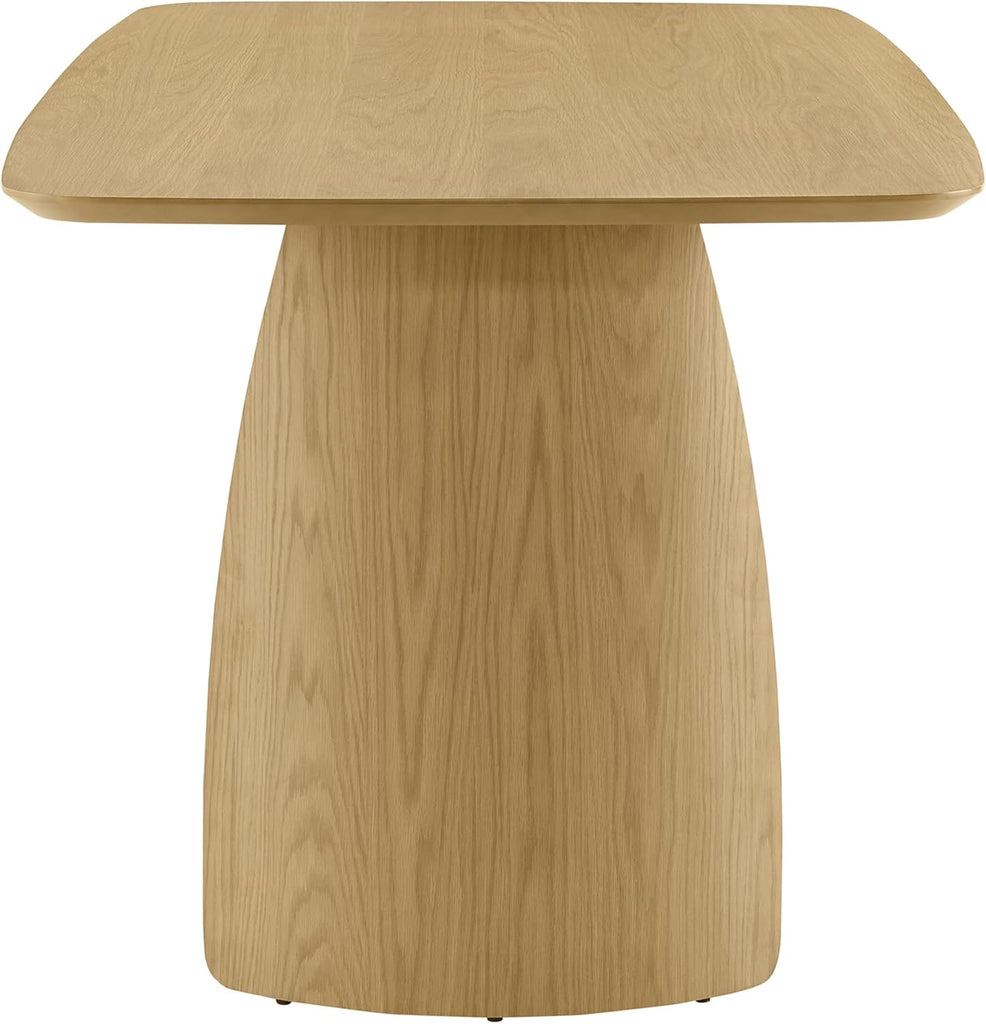 71" Modern Dining Table for 6, Rectangle Wood Kitchen & Dining Room Table, Solid Rubberwood Frame, Bentwood Legs, Oak