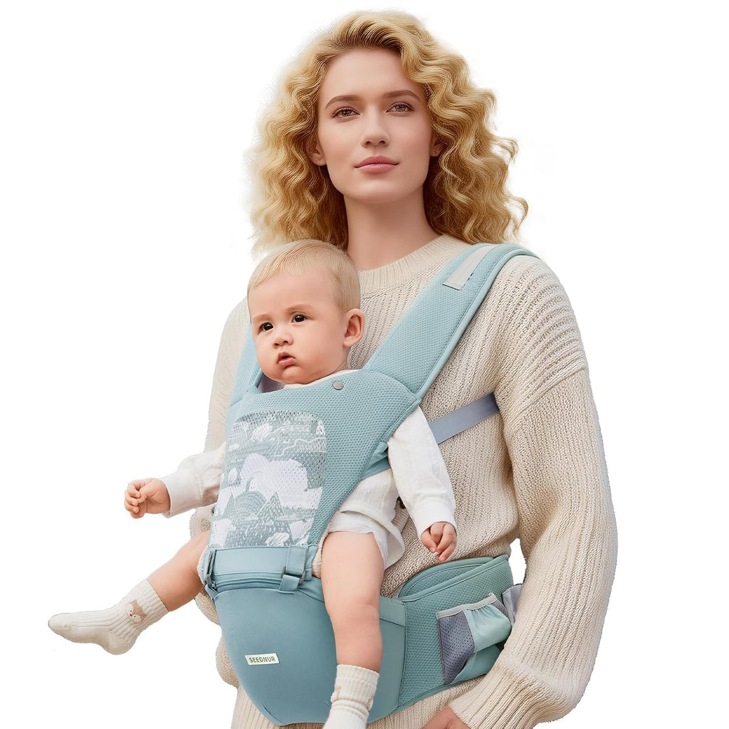 Carrier, Baby Carrier with Hip Seat, Baby Carrier Newborn to Toddler for Ergonomic M Position, in-1 Adjustable Baby