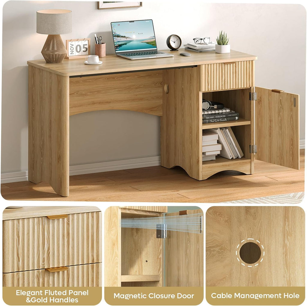 47 inch Computer Desk with Drawer, Office Desk with File Cabinet