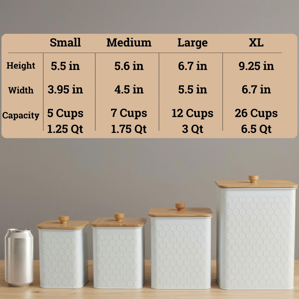 Kitchen Canisters for Countertop Set of 4 w/Airtight Easy Open Bamboo Lids