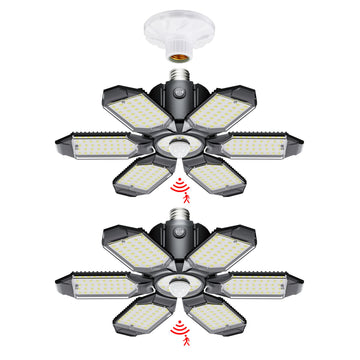 LED Garage Light Motion Sensor - 200W Deformable Garage Lights Ceiling LED, Shop Lights Motion Activated