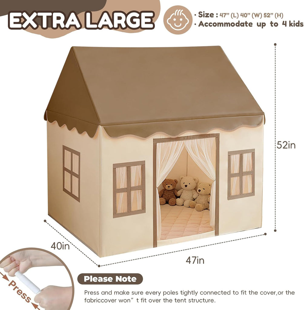 Kids Tent with Padded Mat Playhouse with Large Space for Toddlers Indoor Kids Play Tent for Girls Boys with Stars
