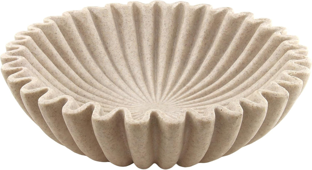 10'' Large Ruffle Decorative Fruit Bowl Coffee Table Scalloped Purse Key Holder Kitchen Countertop Console Modern