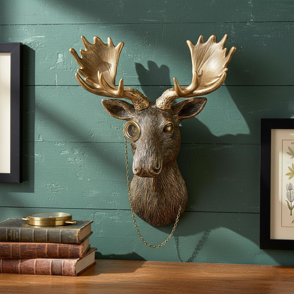 Animal Heads Wall Decoration Resin Animals Sculptures Head Wall Hanging Decor Gold vintage Wall Sculpture Bedroom
