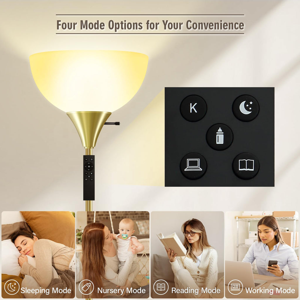 Floor Lamps, 71'' Torchiere Floor Lamps with Remote, Colors Temperature & Brightness Adjustable