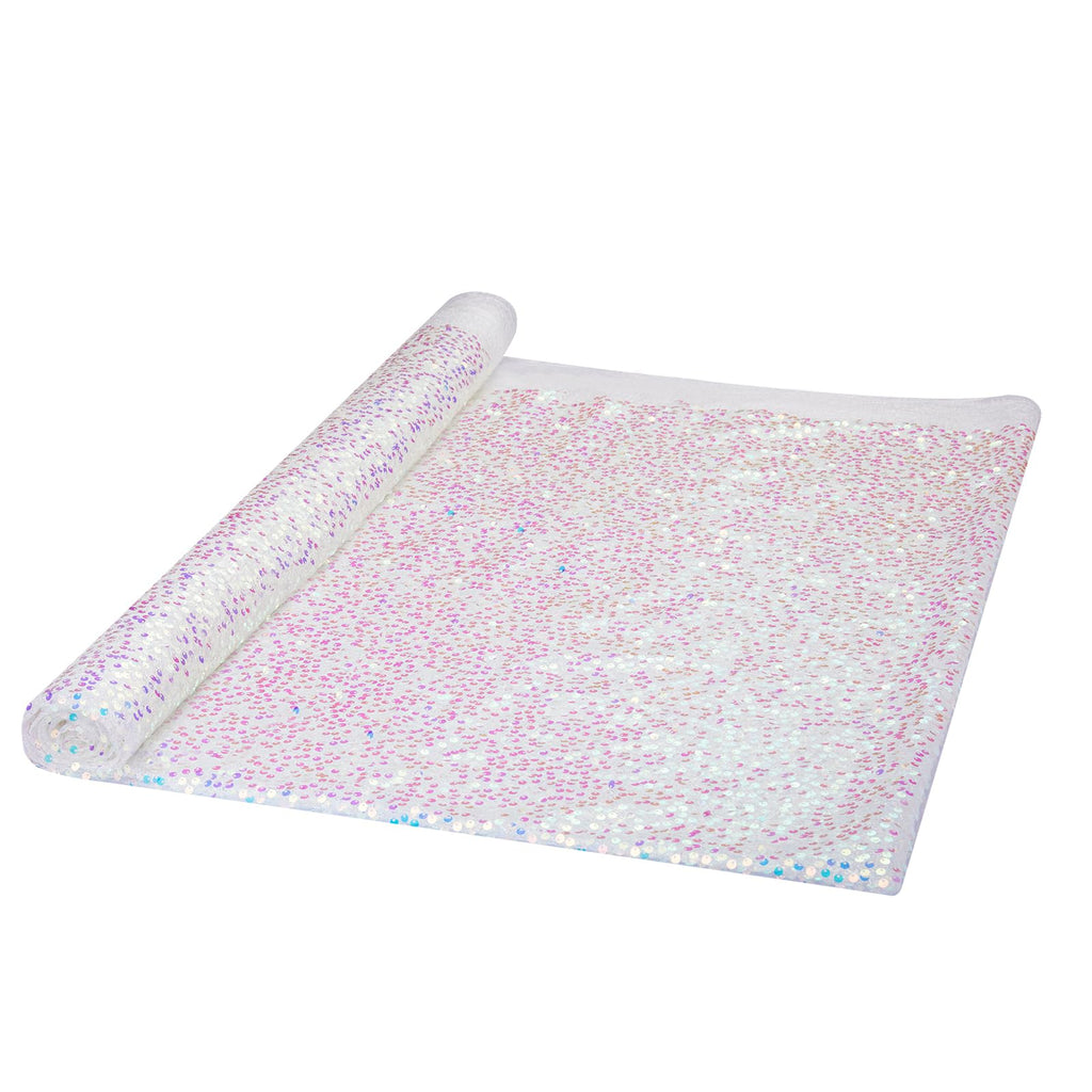 8 Yard White Sequin Fabric Iridescent Glitter Mesh Sheer Fabrics