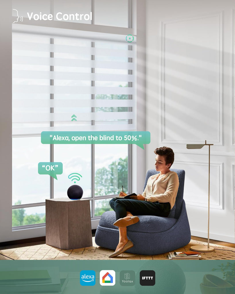 Motorized Zebra Blinds with Remote, Room Darkening Smart Blinds