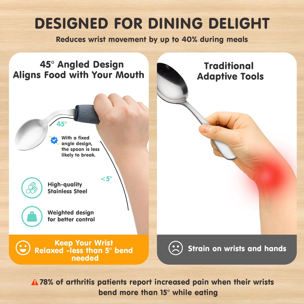 3.5oz 4PcsWeighted Adaptive Utensils, Angled Parkinsons Utensils