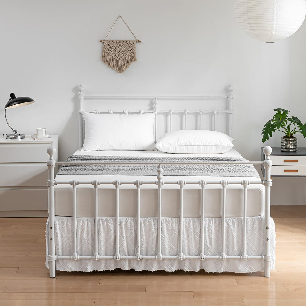 Tufted Bed Skirt Twin Size - Ruffled Bed Skirts with Split Corners