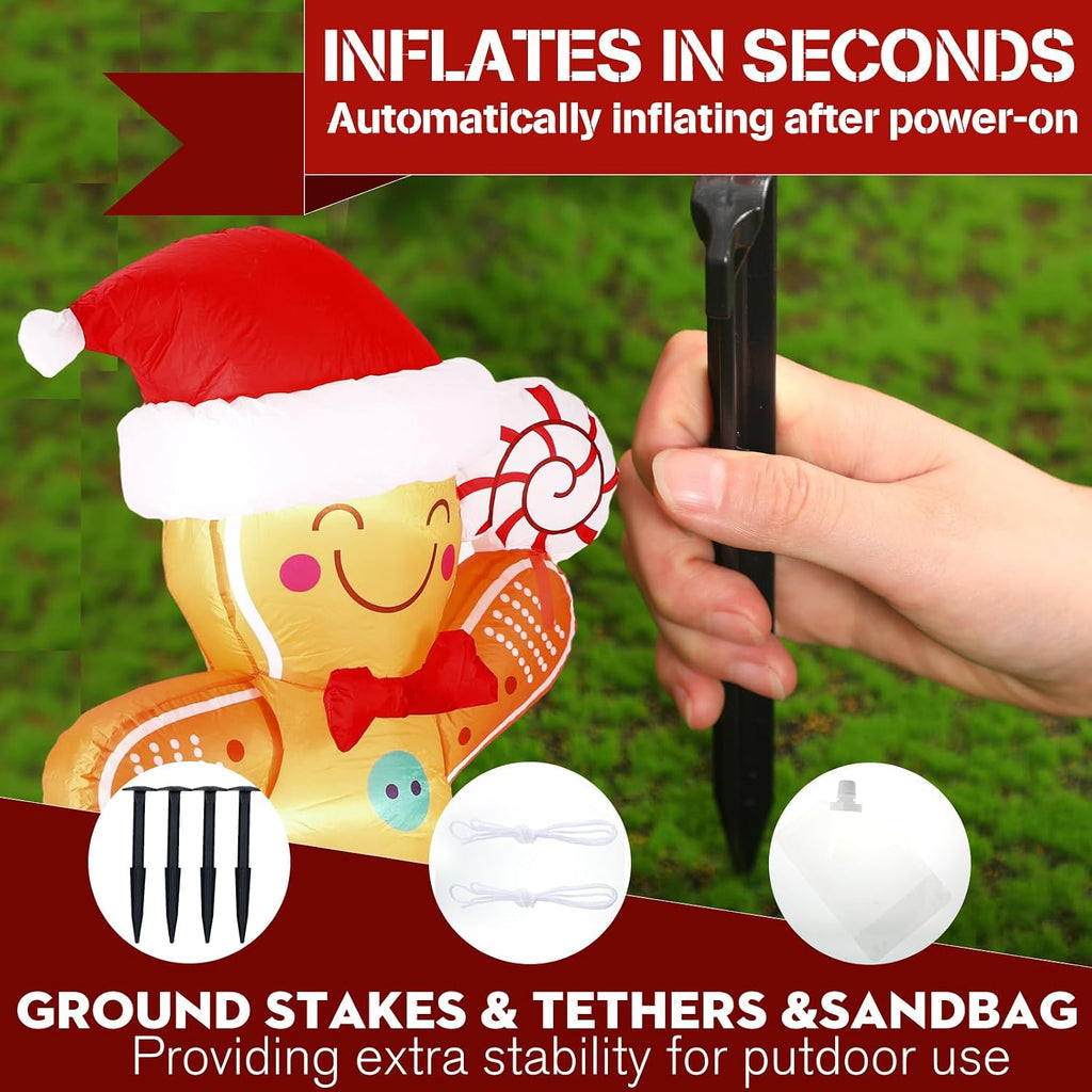 6 FT Christmas Inflatables Gingerbread Inflatable Outdoor Decoration