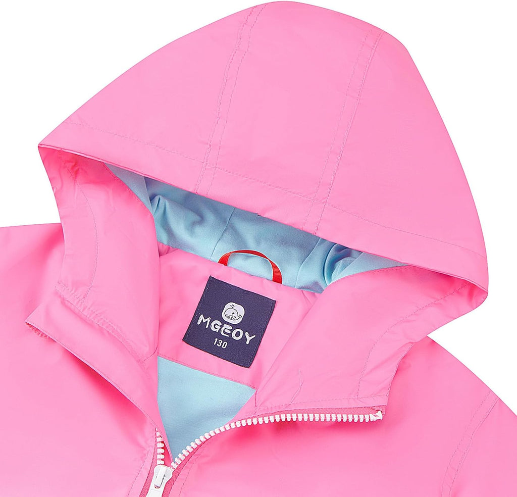 Girls Rain Jacket Lightweight Waterproof Hooded Cotton Lined Raincoat Windbreaker for Kids