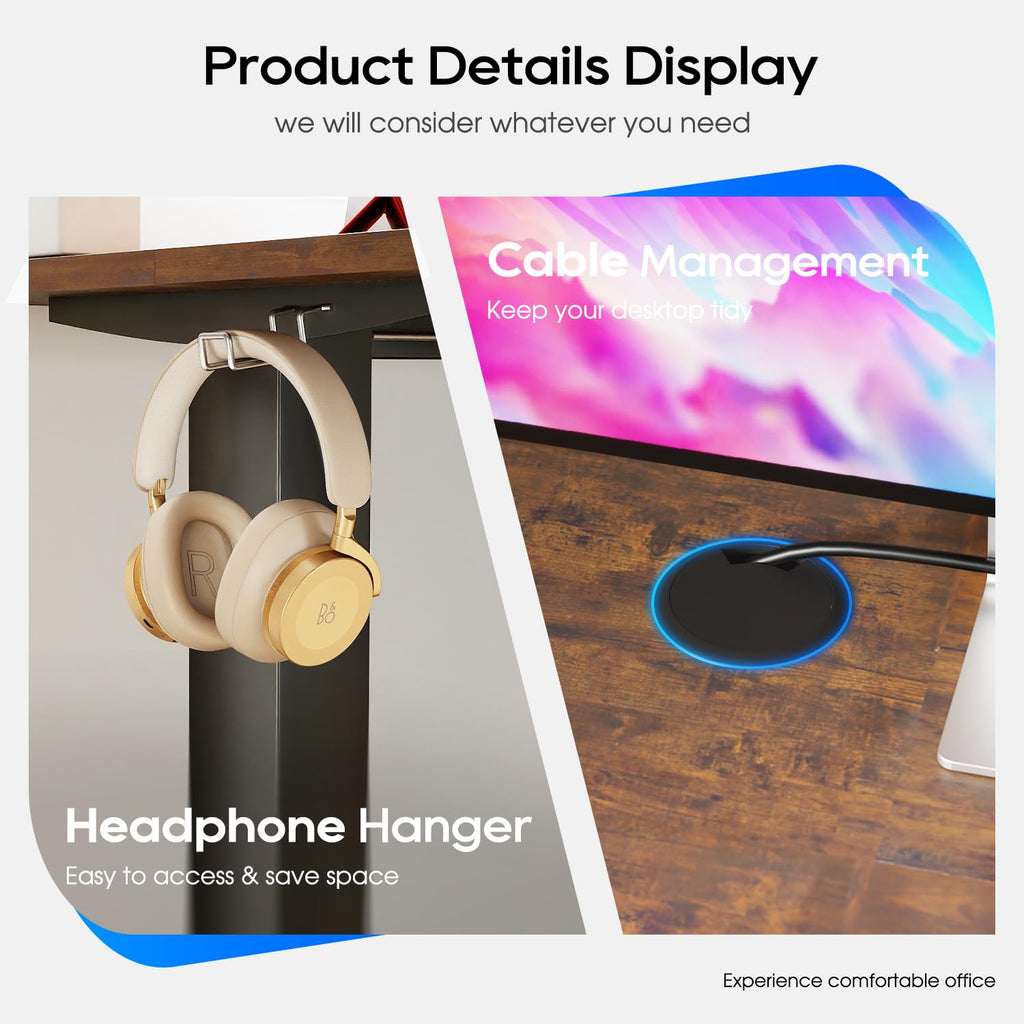 Electric Standing Desk 40x24 Inch Height Adjustable Desk Large Space Office Computer Desk with Headphone Holder 2