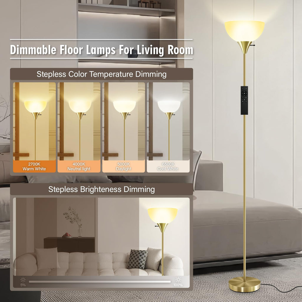 Floor Lamps, 71'' Torchiere Floor Lamps with Remote, Colors Temperature & Brightness Adjustable