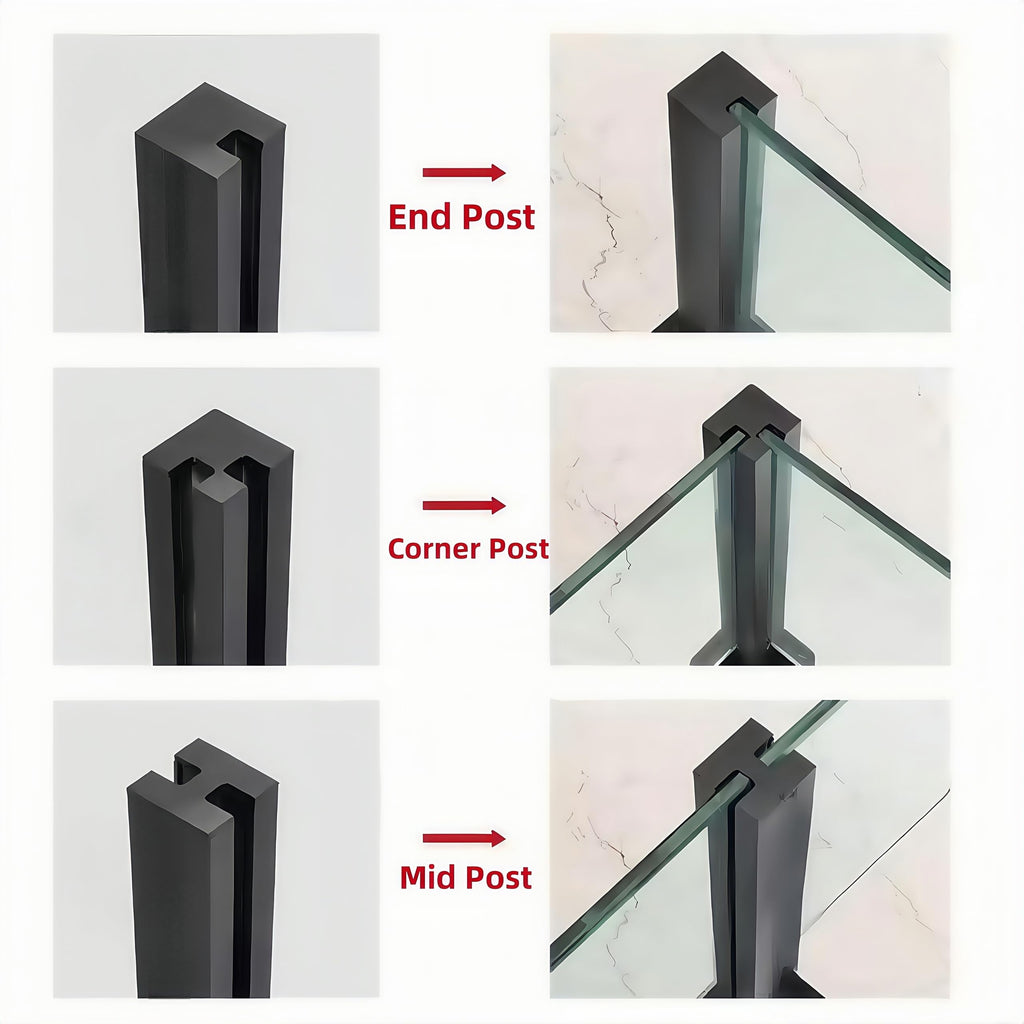 Heavy-Duty Glass Railing Post, 304 Stainless Steel Glass Railing with Spigot Slots & Sturdy Base, Balcony, Stairway