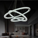 LED Chandelier, Modern Ceiling Light Fixture with 3 Crystal Chandelier Lighting Rings, DIY & 3-Color Changing 3 Rings Adjustable Chandeliers for Living Room Dining Room Kitchen, D 12"-20"-28" A100-B00NJKH7DQ