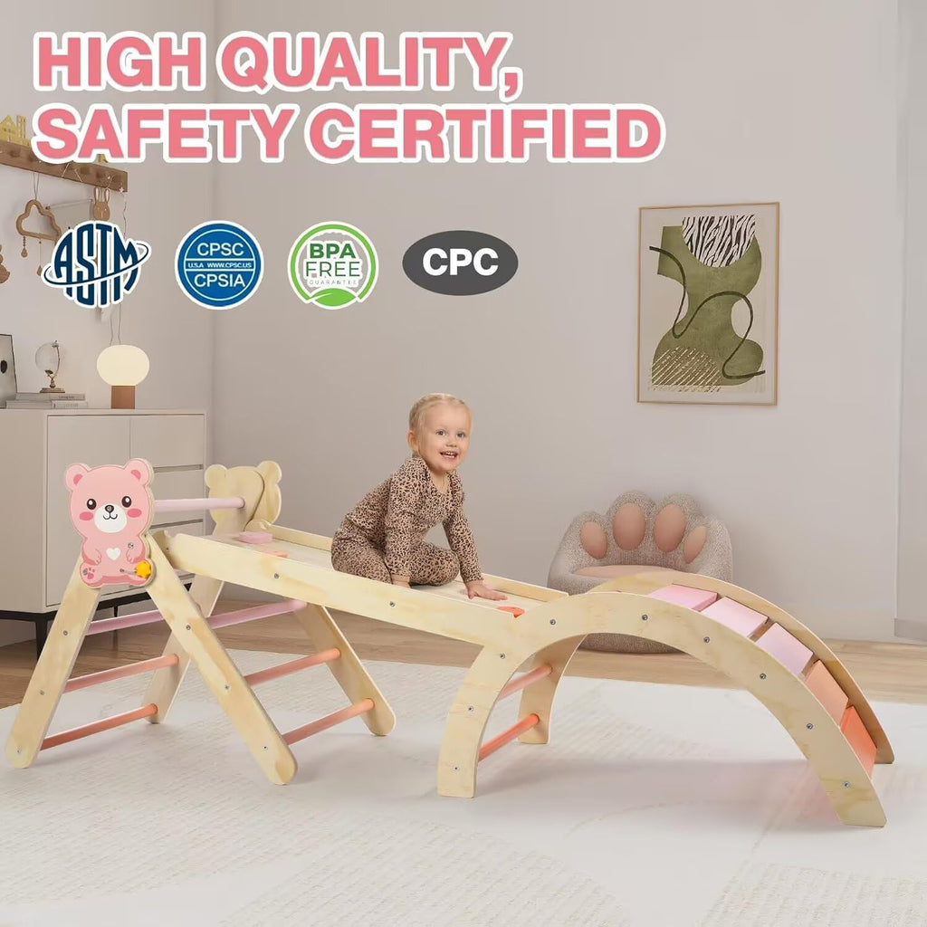 Triangle Set with Cushion, 7 in 1 Toddler Climbing Toys Indoor