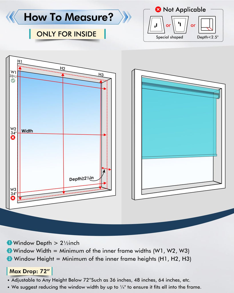 No-Drill Motorized Blinds with Remote, Rechargeable Blackout Shades