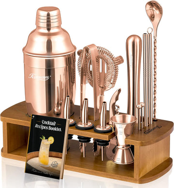 Cocktail Shaker Set Bartender Kit with Stand - Drink Mixer Bar Set with All Essential Bar Accessory Tools - Martini - Set of 15