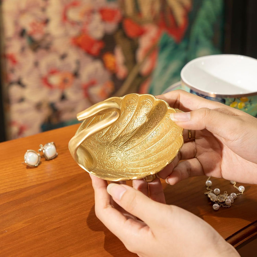 Swan Brass Jewelry Dish Tray,Gold Decorative Ring and Trinket Holder-Decorative Trinket Dish for Rings Earrings
