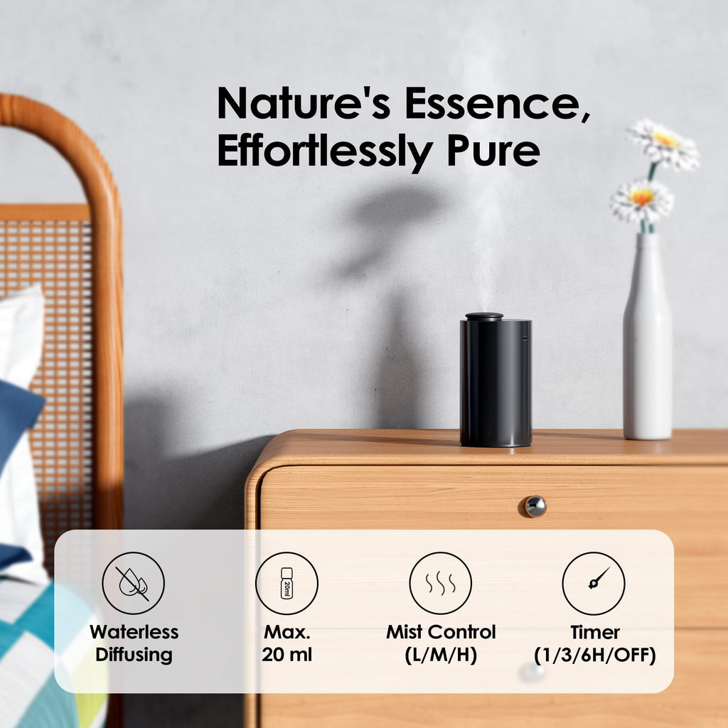 AN6 Waterless Diffuser for Essential Oil, Room, Black