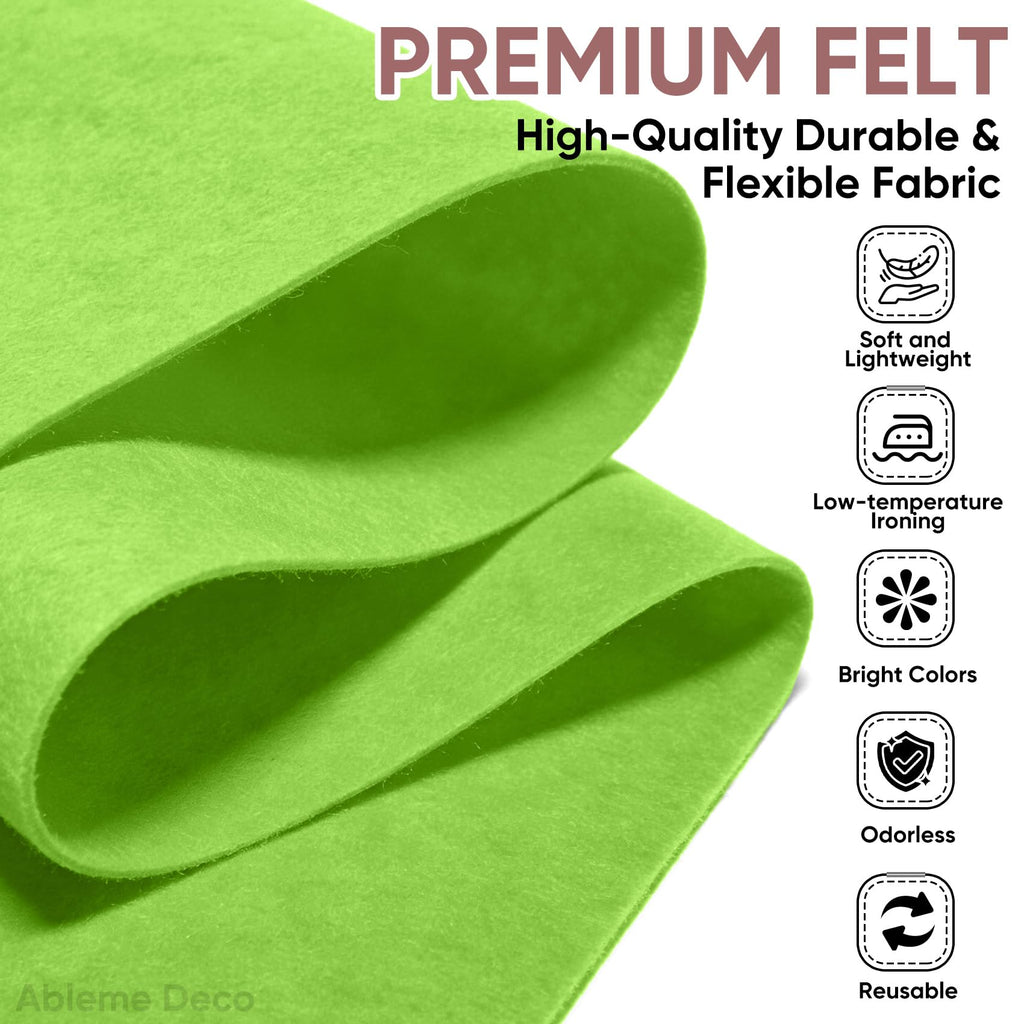 Soft Felt Fabric Sheet 18" x 36", 1.6mm Acrylic Craft Felt, Apple Green