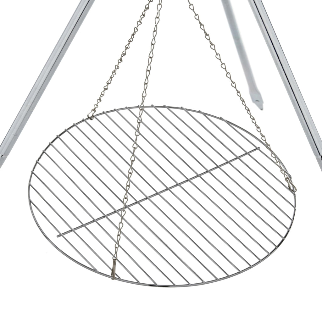 Tripod Campfire Grill & Lantern Hanger, Steel Firepit Cooking Rack