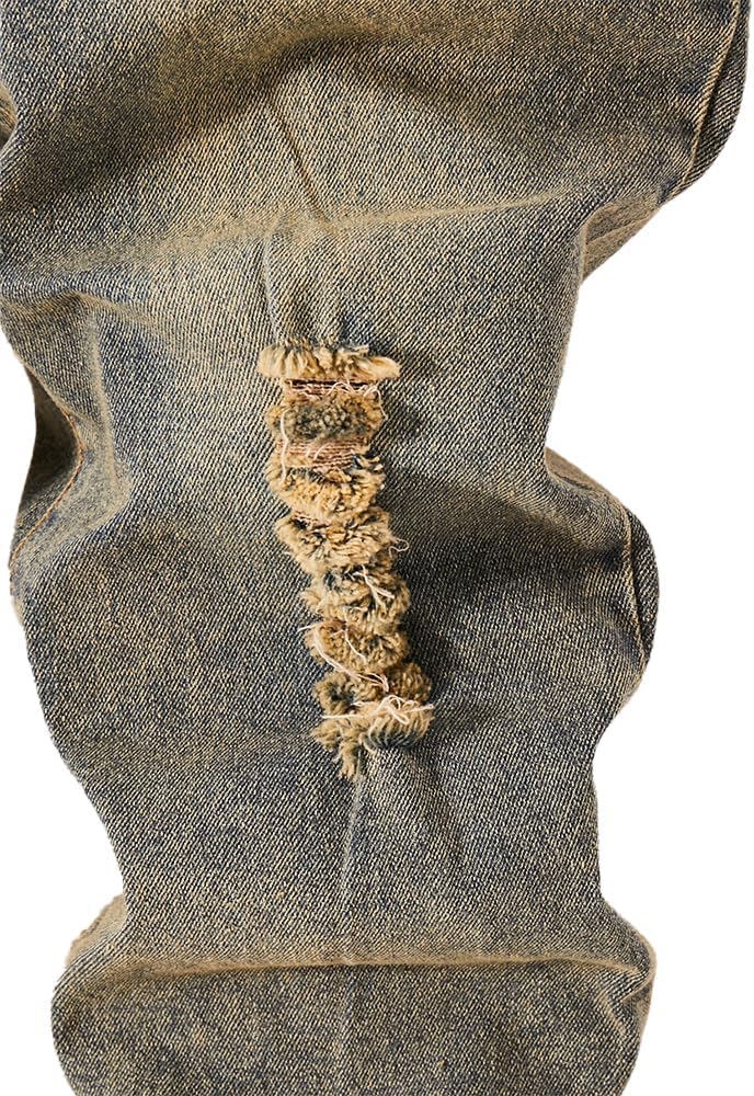 Tween Boys Jeans Retro Distressed Washed Ripped Frayed Stretch Blue Zipper Fly Denim Pants with Five Pockets