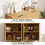 55'' Sideboard Buffet Cabinet with Storage Fluted Sideboard Buffet with Adjustable Shelves Coffee Bar Console Table