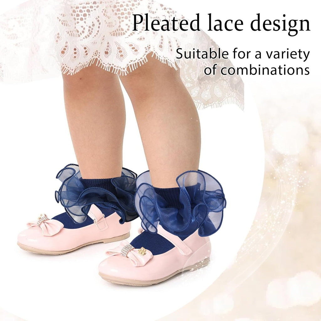 Double Lace Turn Cuff Frilly Church Dress Socks