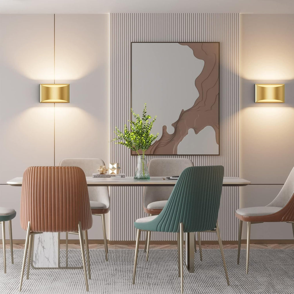 Gold Wall Sconce Indoor Wall Lights Hardwired Set of 2 Up and Down Wall Mount Light for Living Room Bedroom Hallway