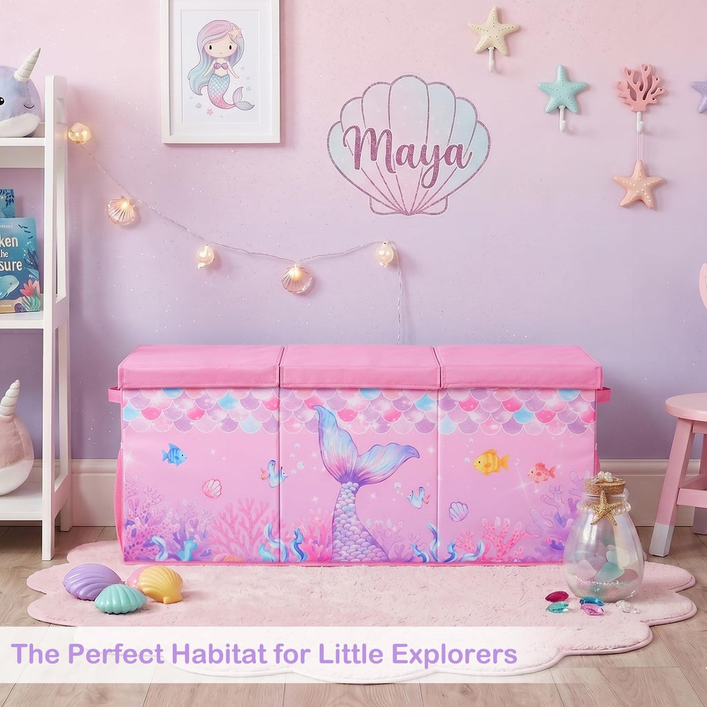Toy Box with Adjustable Divider Large Toy Chest Storage Bedroom