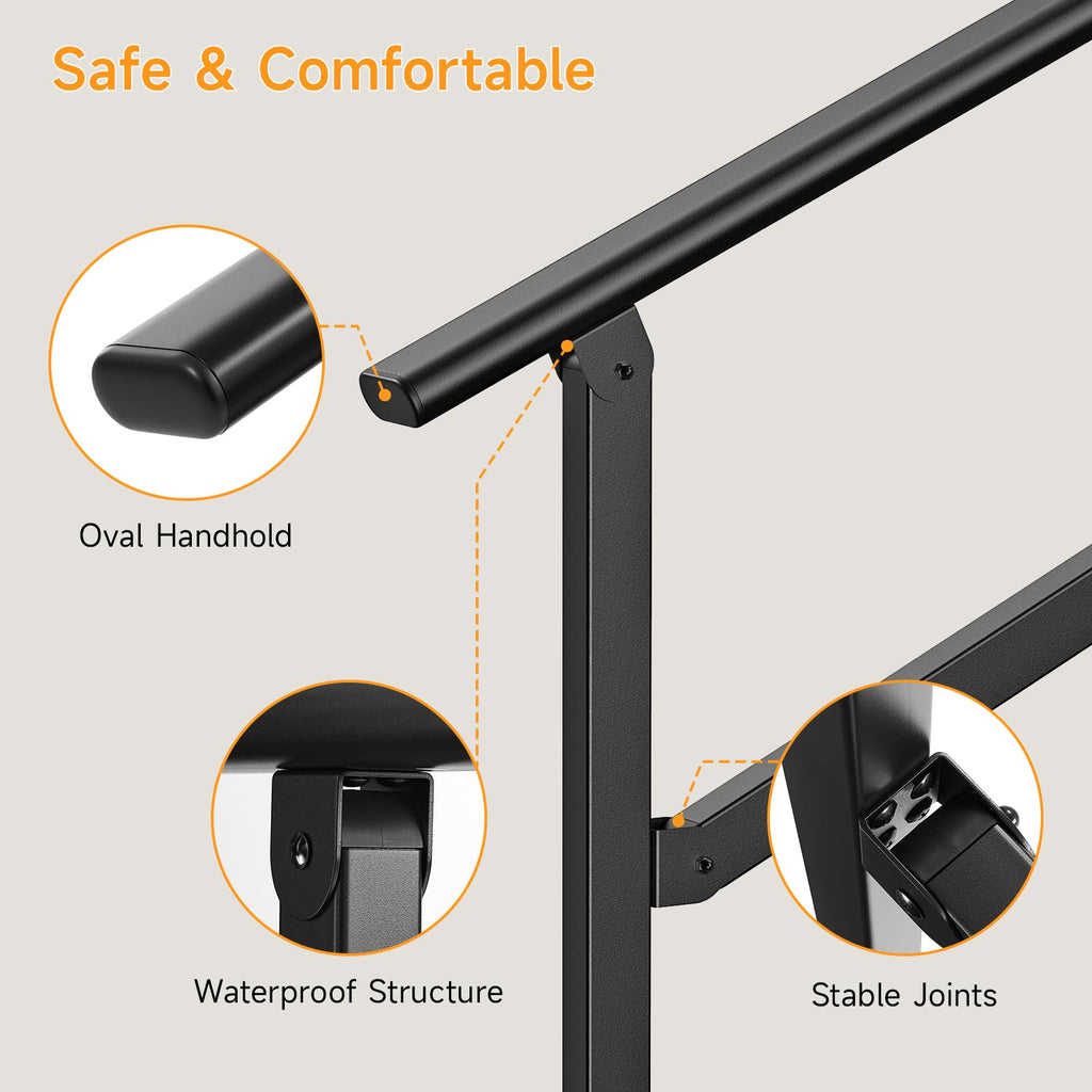 Hand Rails for Outdoor Steps 2-5 Steps Wrought Iron Handrails