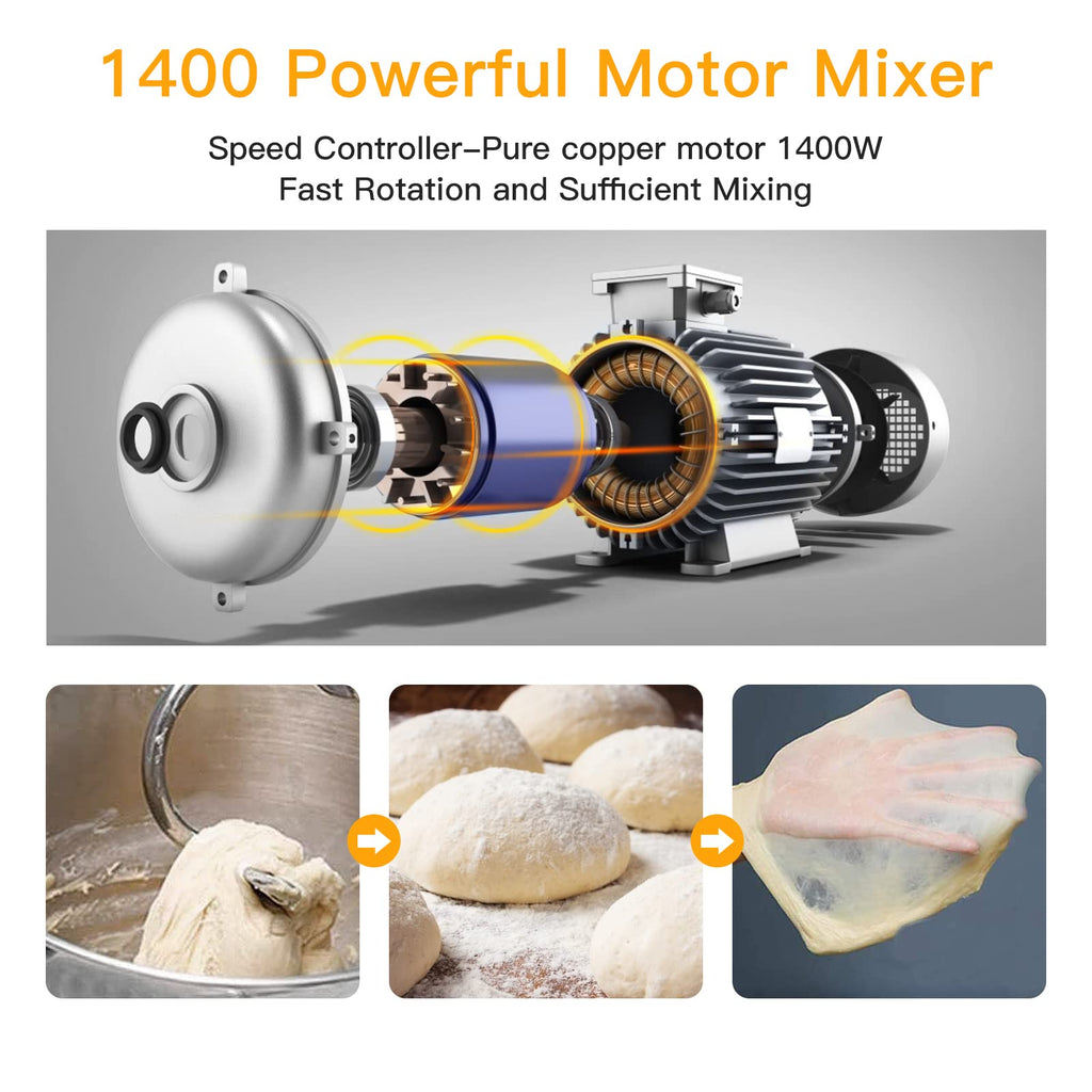 7.5 QT Stand Food Mixer, 10-Speed Tilt Head 3 in-1 Kitchen Electric Mixer with Stainless Steel Bowl, Egg Whisk, Dough