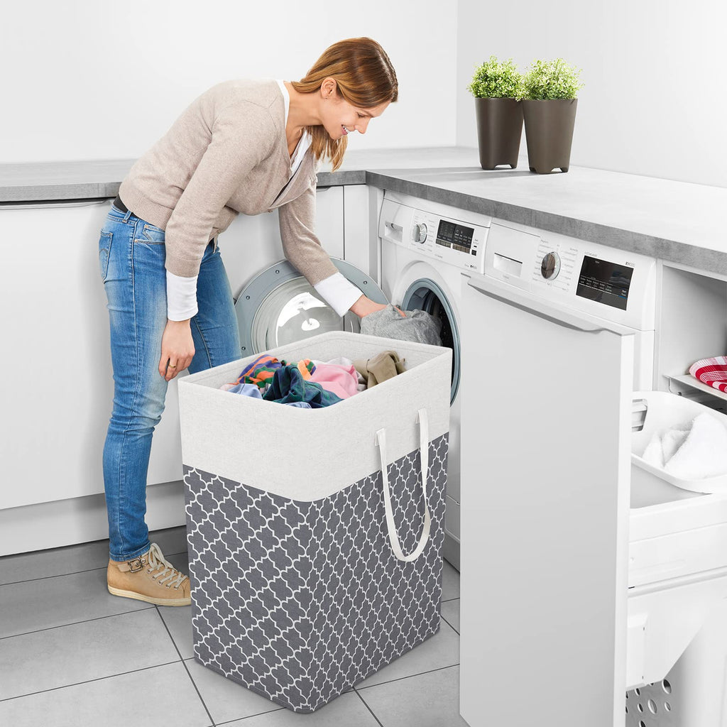Basket Hamper, 100L Clothes Storage, Clover Grey