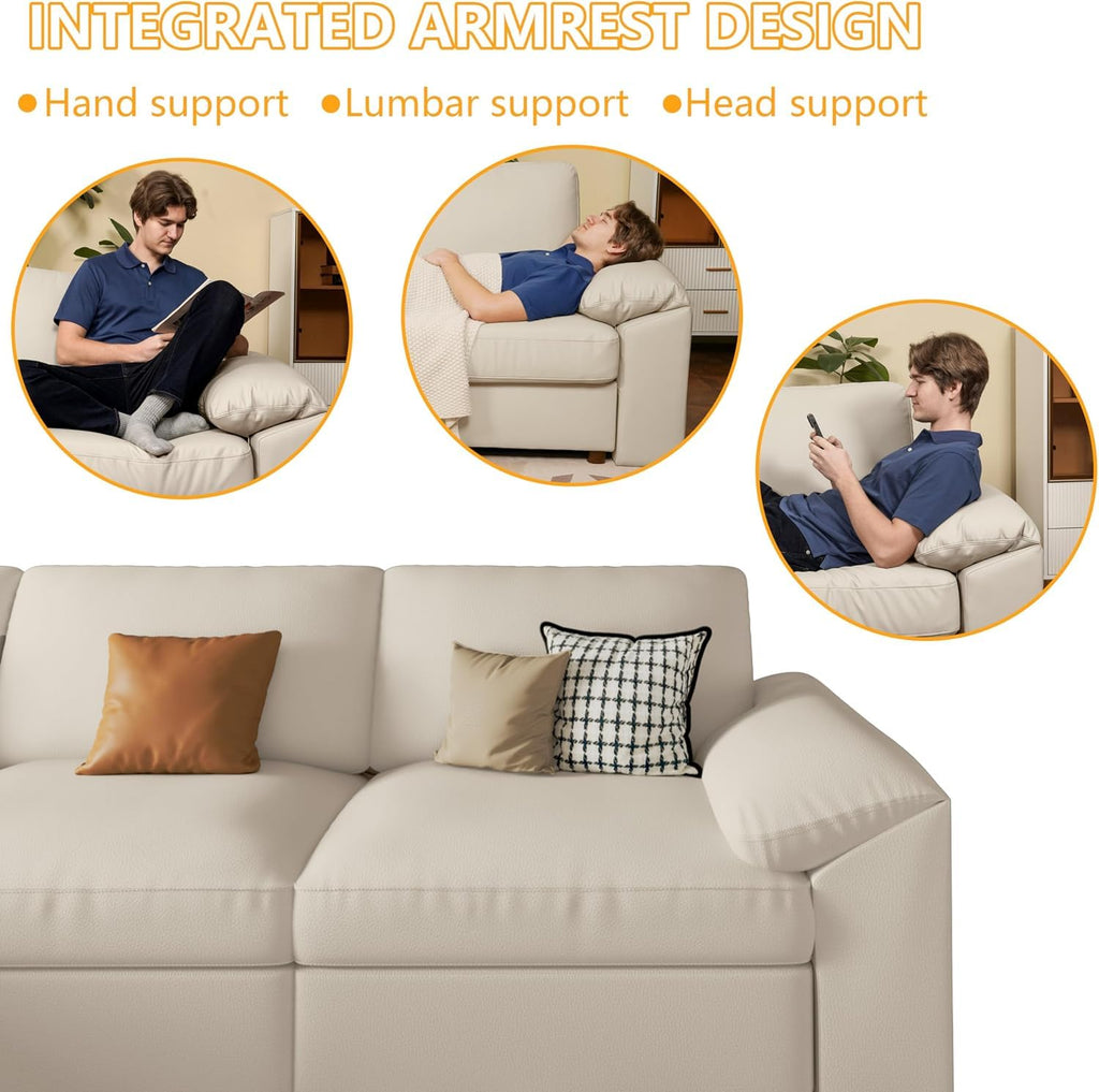 Leather Modular Sectional Sofa, Oversized Sectional Couch, Beige