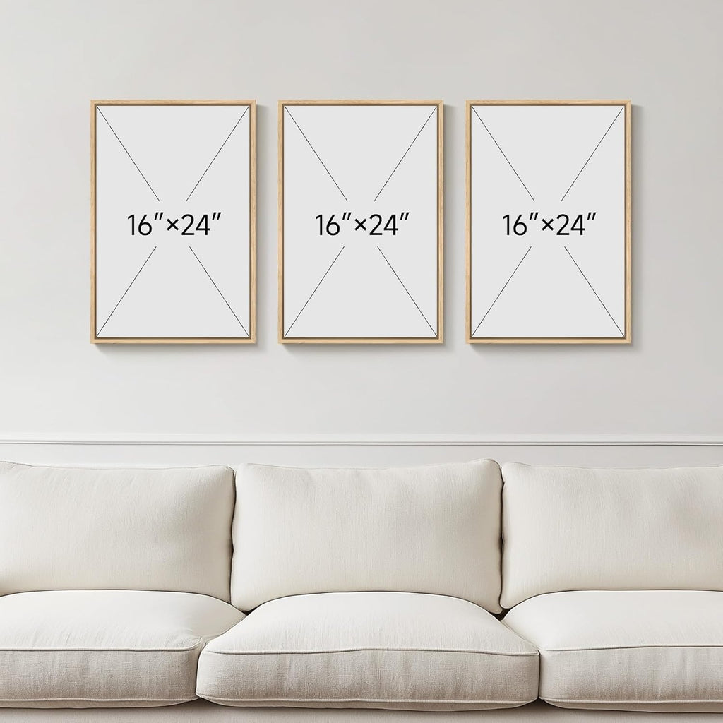 Framed Sage Green Abstract Wall Art, 3 Piece Modern Canvas Prints Paintings Artwork for Walls, Minimalist Green and