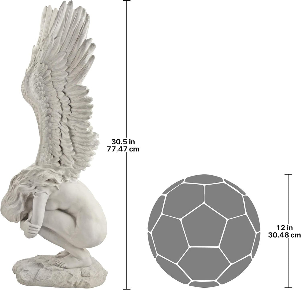 Remembrance and Redemption Angel Religious Indoor/Outdoor Garden Statue, From Base to Top of the Wings Nearly 3 feet