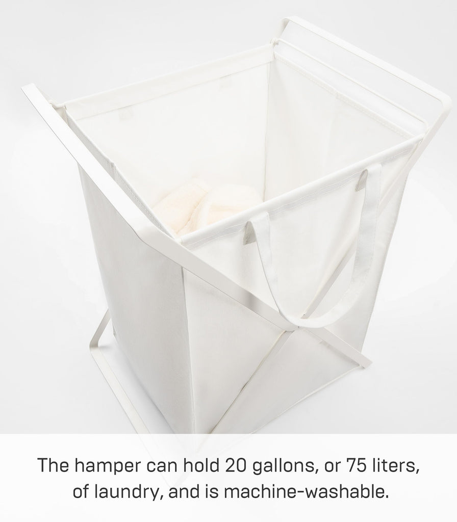 Tower Laundry Hamper Clothes Basket With Cotton Liner - Large, 25.2" - Steel + Cotton - 20 Gallons, 75 Liters