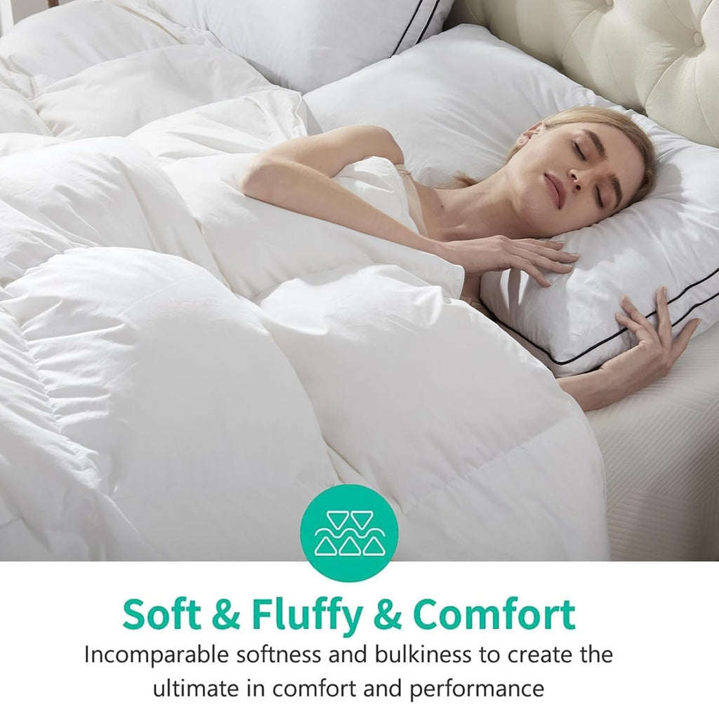 King Luxury 100% Organic Cotton All Season Down Feather Fibers Comforter