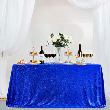Sequin Tablecloth 50x80 Inch Royal Blue Glitter Table Cover