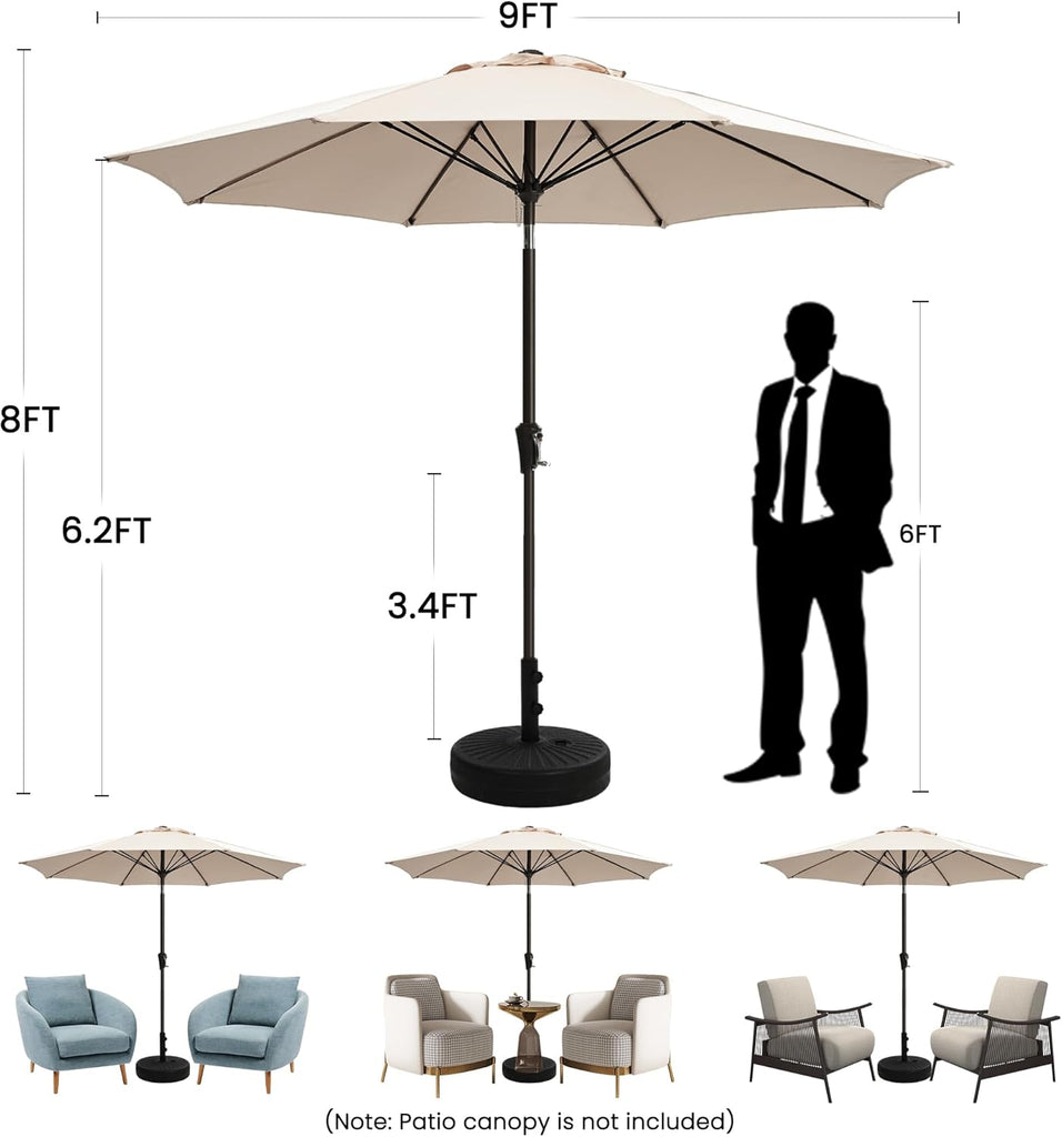 9FT Large Outdoor Patio Umbrella Market Table Umbrella-UV Resistant, Easy Push Button Tilt and Crank - Red