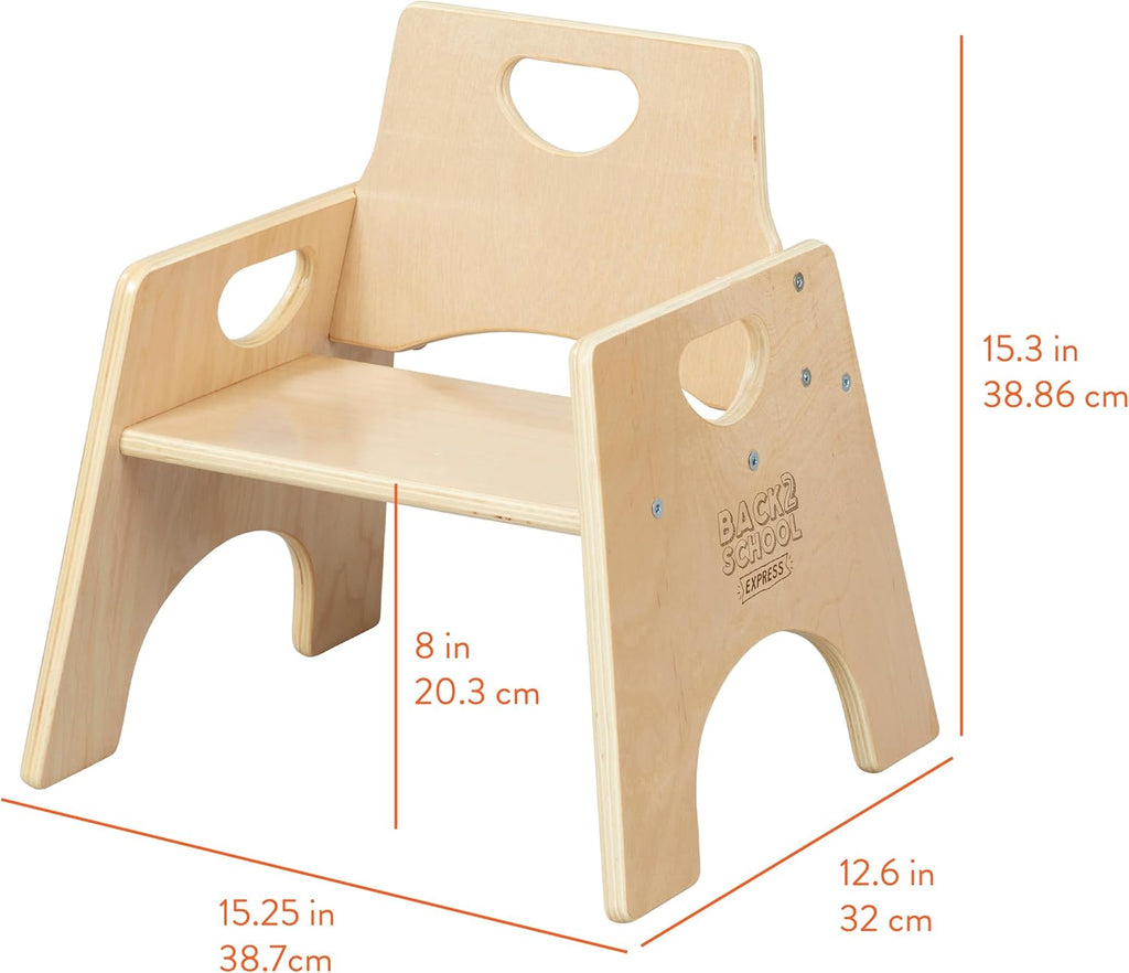 Toddler Chairs, 8in Seat Height, Pack, Natural