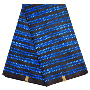 African Fabric by 6Yard Printed Ankara Wax Kente Blue for Dress