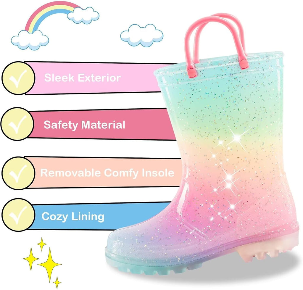 Kids Toddler Light Up Rain Boots for Boys & Girls