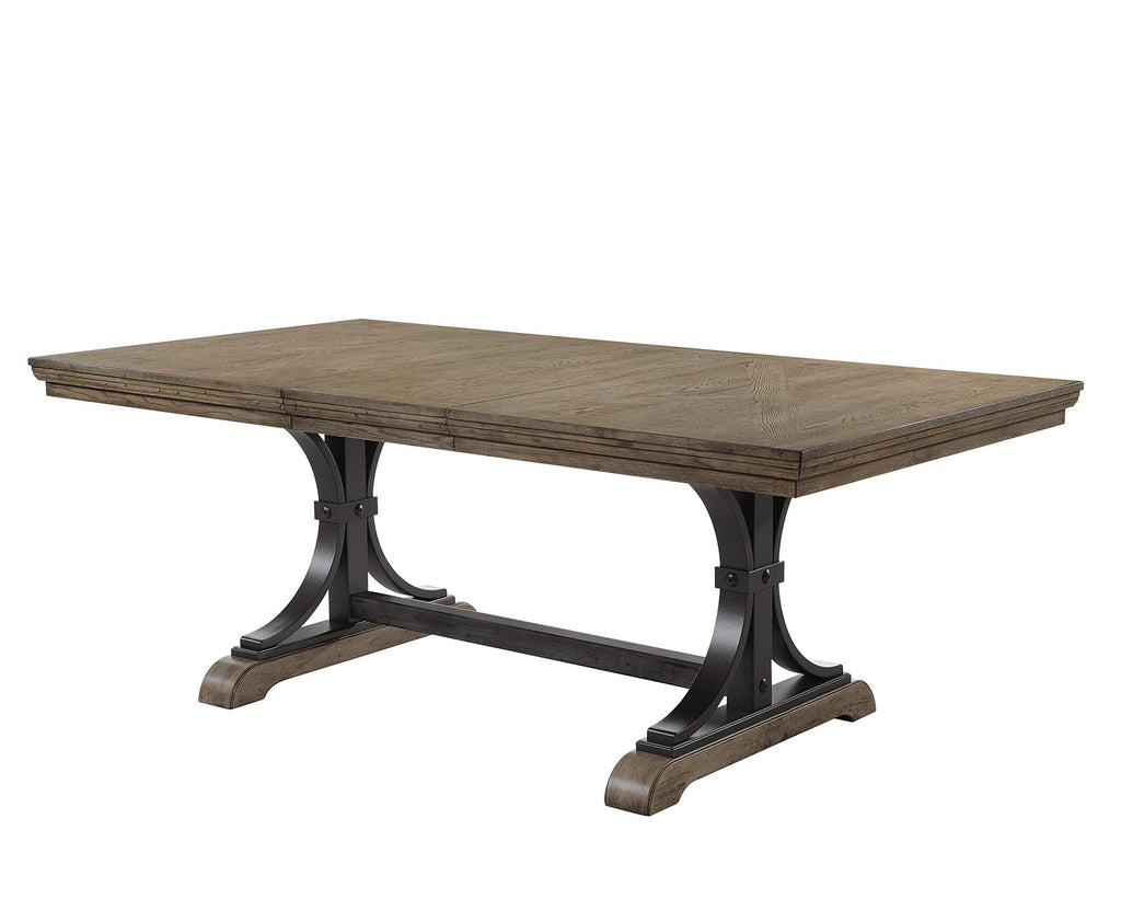 Birmingham 8-Piece Dining Set: Extendable Table with 4 Side Chairs, 2 Armchairs, and a Nailhead Bench, Driftwood
